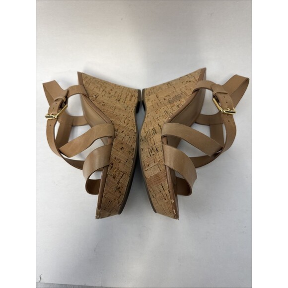 Franco Sarto Womens Pelma Sandals Cork Platform Beige Faux Leather Strappy sz 8M - Picture 10 of 11